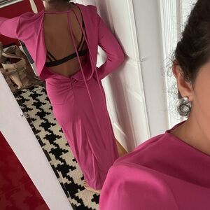 Lanvin Pink Long Sleeve Dress with Cream Bow